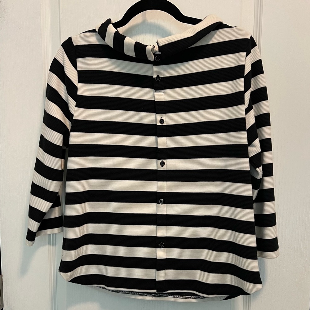 Vintage Talbots Mod 60s Vibes Black and White Striped Women's top Size medium - Picture 6 of 17